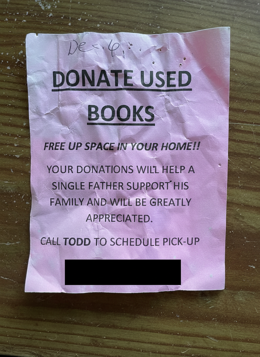 The original pink flyer from 2009 used in the Rock and a Bag campaign